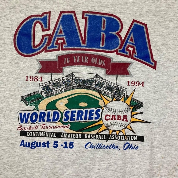 Vintage 1994 CABA Single Stitch Made in USA Baseball Graphic Tee 2X - Picture 5 of 8